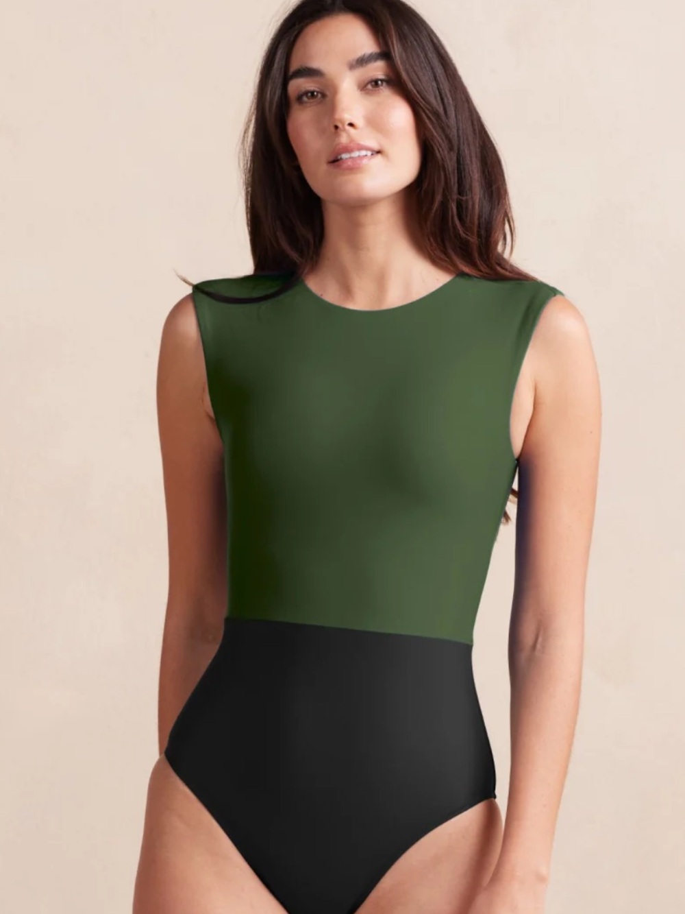 summersalt Olive Green and Black One-Piece Swimsuit